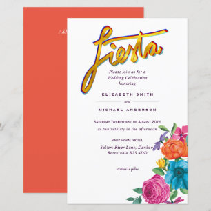 Convite de Casamento Folkart Flower Fiesta Boda