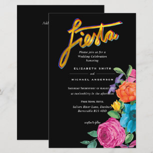 Convite de Casamento Folkart Flower Fiesta Boda