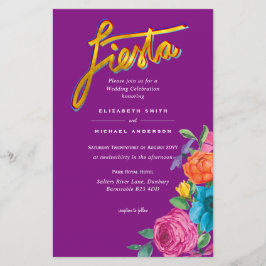 Convite de Casamento Folkart Flower Fiesta Boda