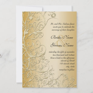 Convite de Casamento Fonte Preta Gold Birds & Swir
