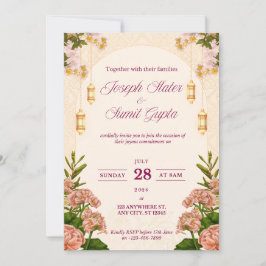 Convite de Casamento Foral Personalizável