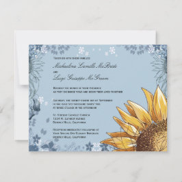 Convite de casamento Formal Azul Elegante