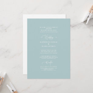 Convite de Casamento Formal Azul Gélido para Igrej