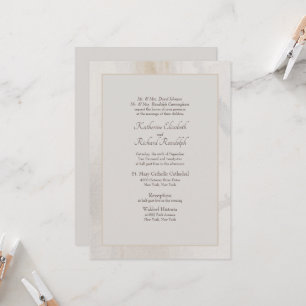 Convite de Casamento Formal Bege Ambos os Pais