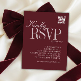Convite de Casamento Formal Código QR Vermelho Bor