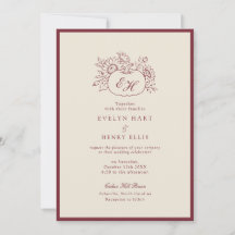 Convite de Casamento Formal com Abóbora Borgonha