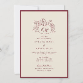 Convite de Casamento Formal com Abóbora Borgonha