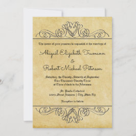 Convite de Casamento Formal com Flores em Relevo e