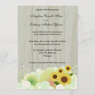 Convite de Casamento Formal com Girassóis Retrô