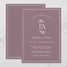 Convite de Casamento Formal com Iniciais Clássicas