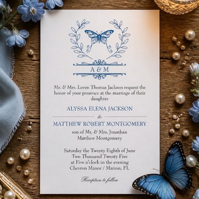 Convite de Casamento Formal com Monograma de Borbo (Criador carregado)