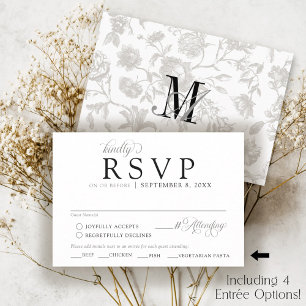 Convite de Casamento Formal com Monograma Floral V