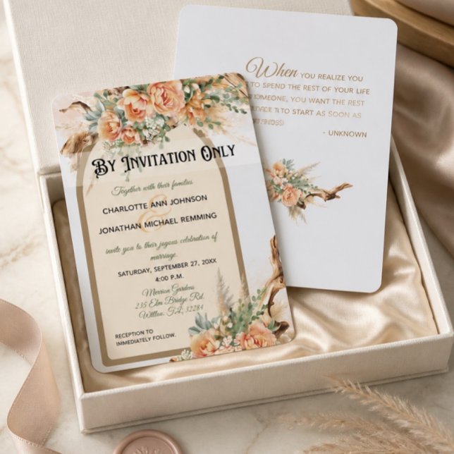 Convite de Casamento Formal com Rosas de Pêssego e (Criador carregado)
