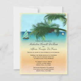 Convite de casamento Formal da Cena de Praia Retro