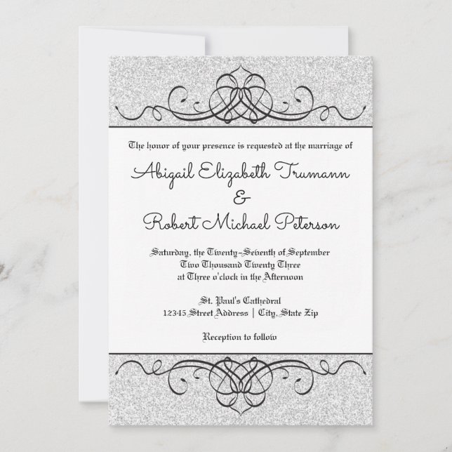 Convite de casamento Formal de Brilhante Falsa-5x7 (Frente)