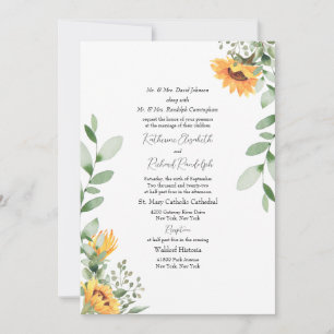 Convite de Casamento Formal de Girassóis com Ambos