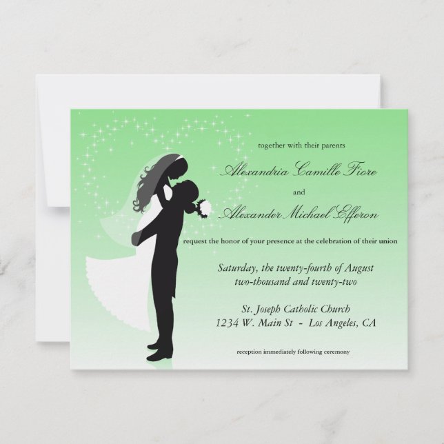 Convite de casamento Formal de Mint Green Ombre Si (Frente)