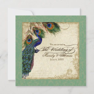 Convite de casamento Formal de Peacock & Feather V