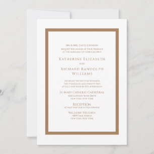 Convite de Casamento Formal Dourado e Branco