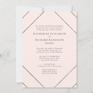 Convite de Casamento Formal Elegante Rosa e Cinza