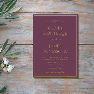 Convite de Casamento Formal Fig Ouro Antigo Luxo