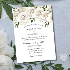 Convite de Casamento Formal Floral Rosa Ouro Branc