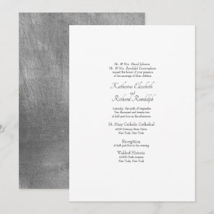 Convite de casamento formal prateado metálico e br