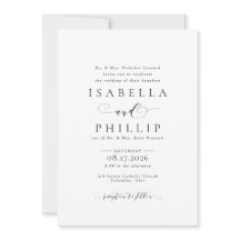 Convite de casamento formal preto e branco