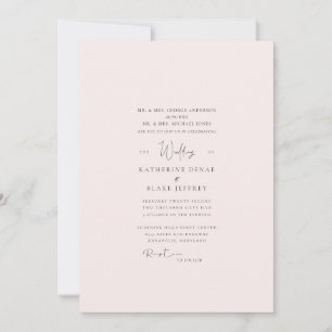 Convite de Casamento Formal Rosa Elegante