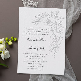 Convite de Casamento Formal Tradicional Marfim Orq