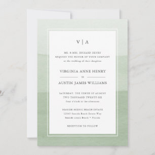 Convite de Casamento Formal Verde Moderno