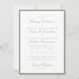 Convite de Casamento Formal Verde Sage