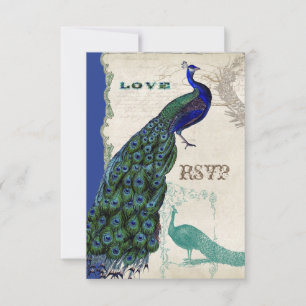 Convite de Casamento Formal Vintage Peacock 5