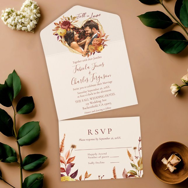 Convite de Casamento Foto Boho Floral Elegante par (Criador carregado)