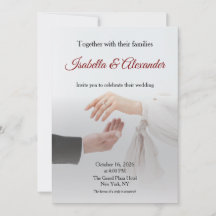 Convite de Casamento Foto Branco Elegante com as M