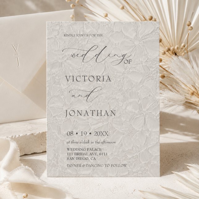 Convite de Casamento Foto Branco Moderno Cinza Cla (Criador carregado)