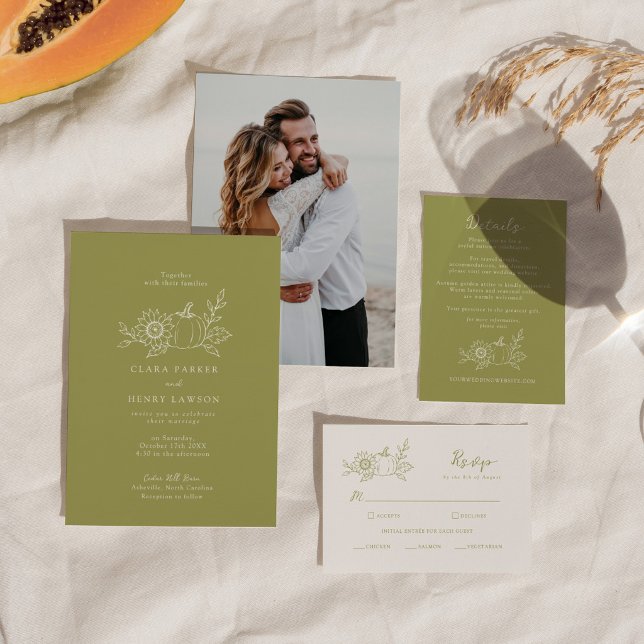 Convite de Casamento Foto de Girassol de Abóbora V (Criador carregado)