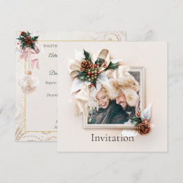 Convite de Casamento Foto de Inverno Elegante