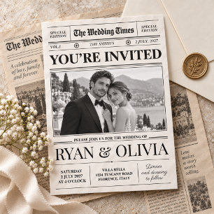 Convite de Casamento Foto de Jornal