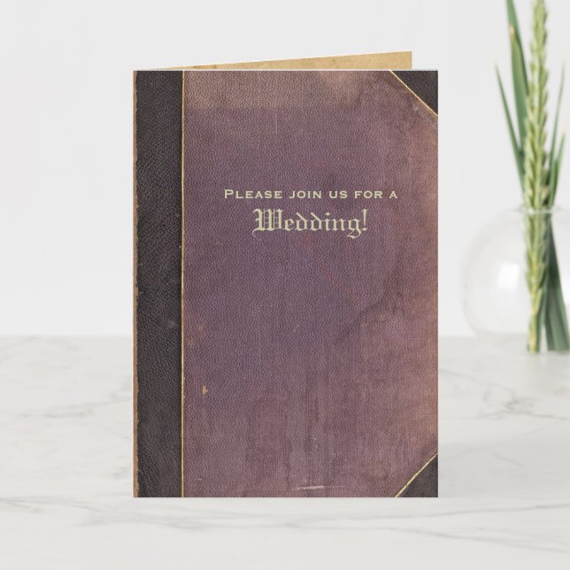Convite de Casamento Foto de Livro Roxo Vintage Do (Frente)