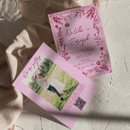 Convite de Casamento Foto Floral Desenhado Código