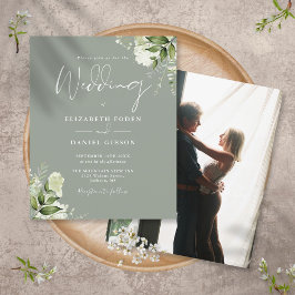 Convite de Casamento Foto Folhagem Orçamento Verde