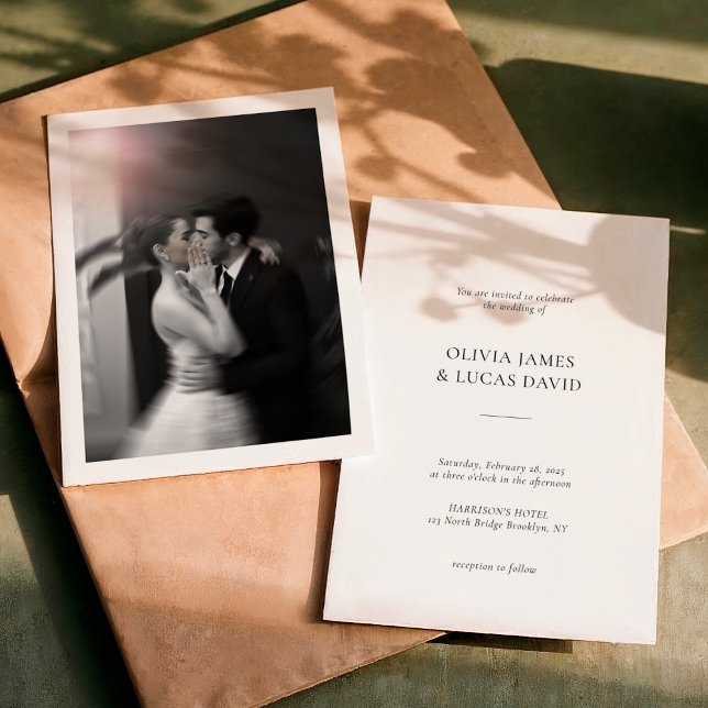 Convite de Casamento Foto Formal Clássico Simples (Criador carregado)