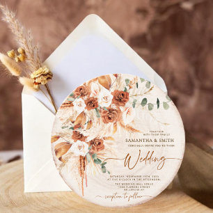 Convite de Casamento Foto Grama de Pampas Boho em 
