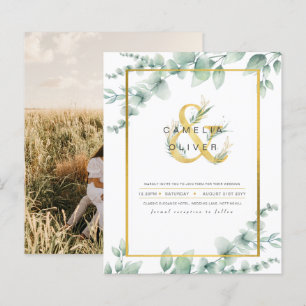 Convite de casamento FOTO Greenery Gold
