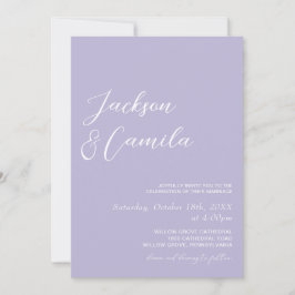 Convite de Casamento Foto Lavanda Roxa Elegante