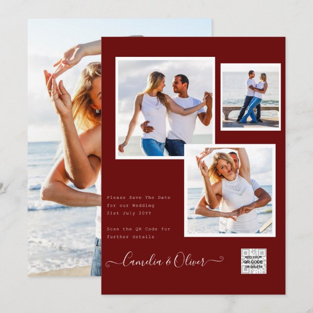 Convite de Casamento FOTO Leahg Save The Date Obri (Frente/Verso)