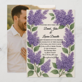 Convite de Casamento Foto Lilás Sonho