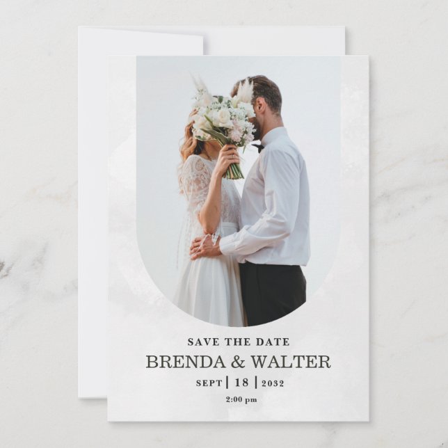 Convite de Casamento Foto Minimalista Boho Arquead (Frente)