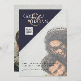 Convite de casamento FOTO moderno CÓDIGO QR RSVP A